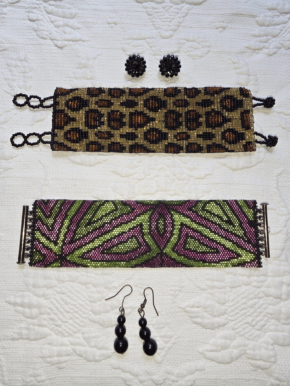 Beaded Statement Bracelets with Earrings Sets